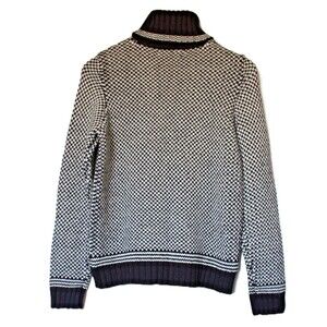 Evan Picone Women’s Size Small Herringbone Turtleneck Sweater Black White